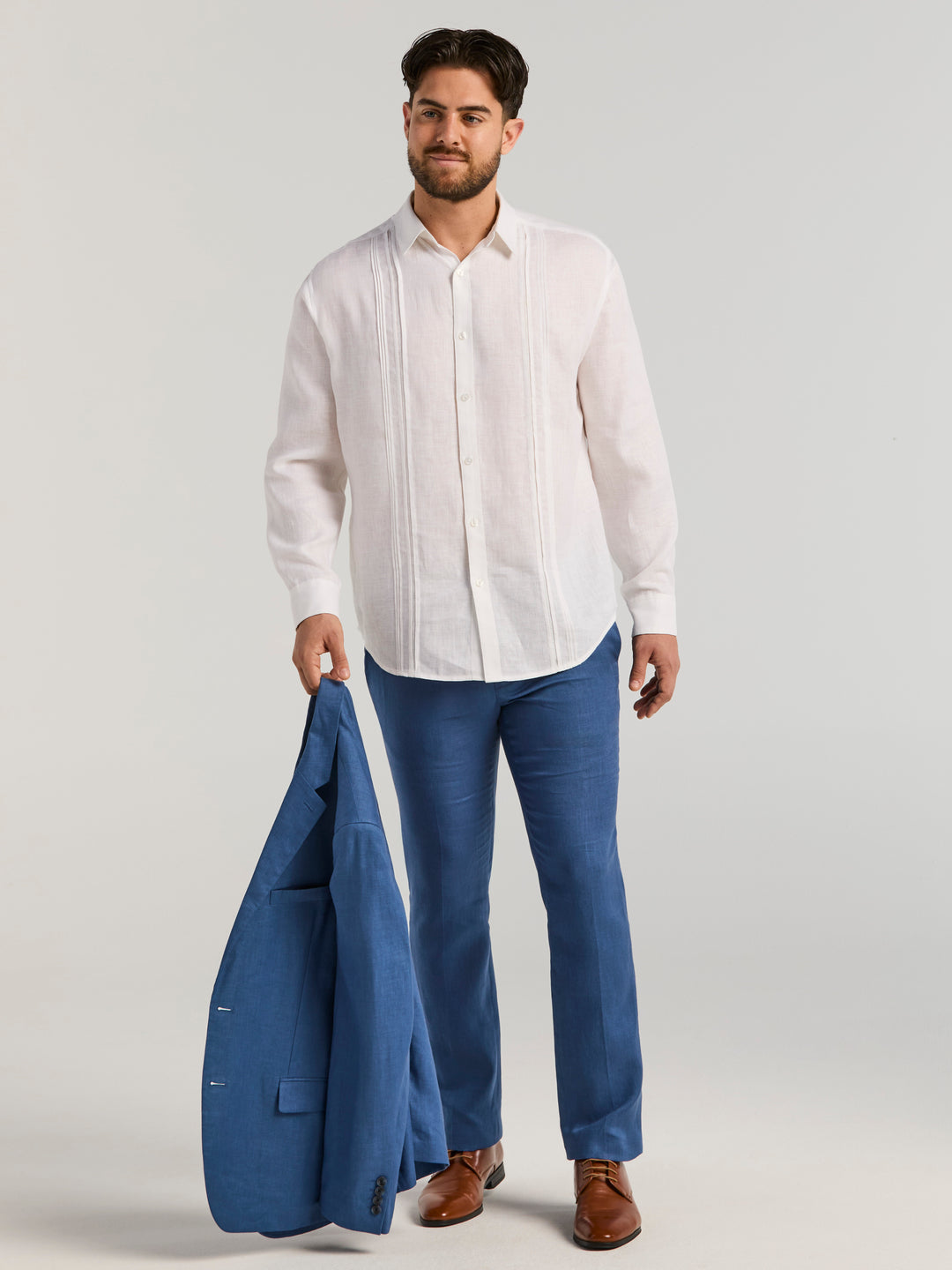 Delave Linen Flat Front Pant (True Navy) 
