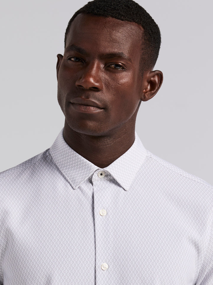 Slim Fit Diamond Geo Print Shirt (Chiseled Stone) 