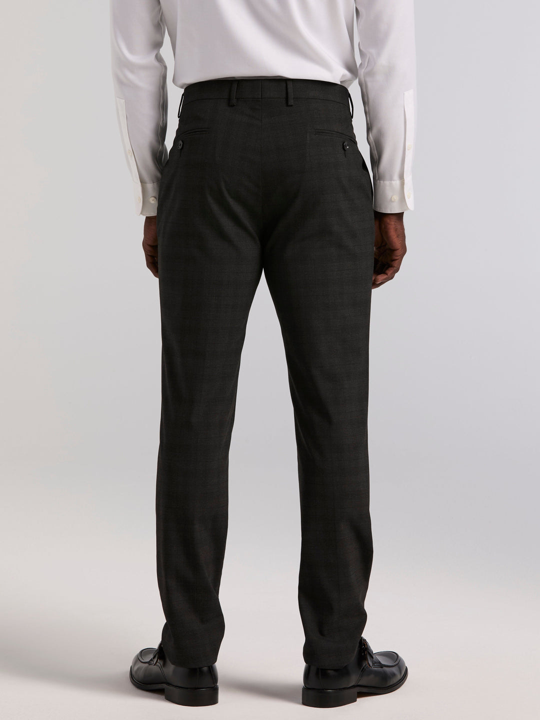 Skinny Fit Charcoal Plaid Suit Pant (Charcoal) 