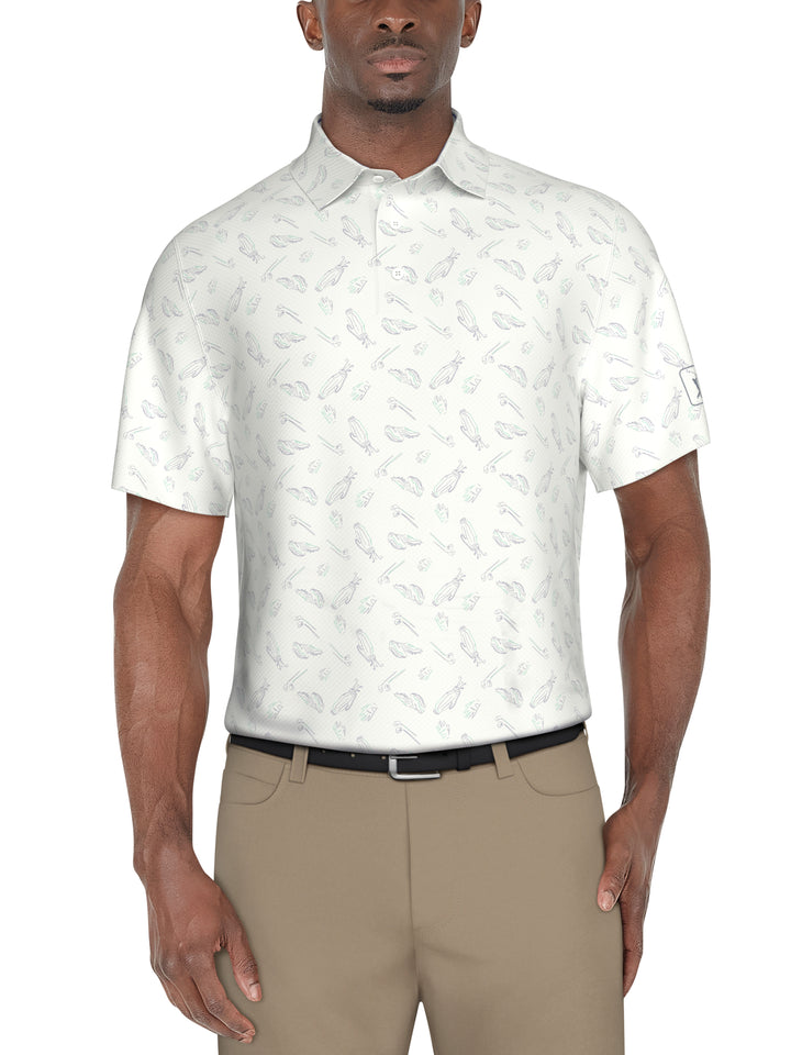 Solarized Golf Print Golf Polo (Bright White) 
