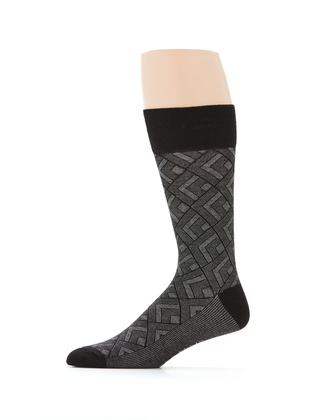 Bamboo Viscose Blend Modern Diamond Crew Socks (Anthracite) 