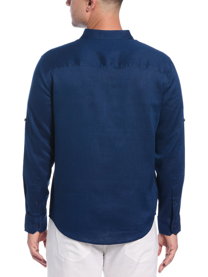 Linen Blend Wrinkle-Resistant Shirt (Estate Blue) 