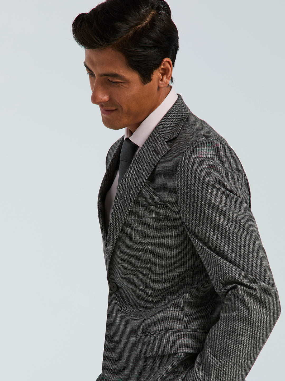 Skinny-Fit Houndstooth Suit Jacket (Black/White) 