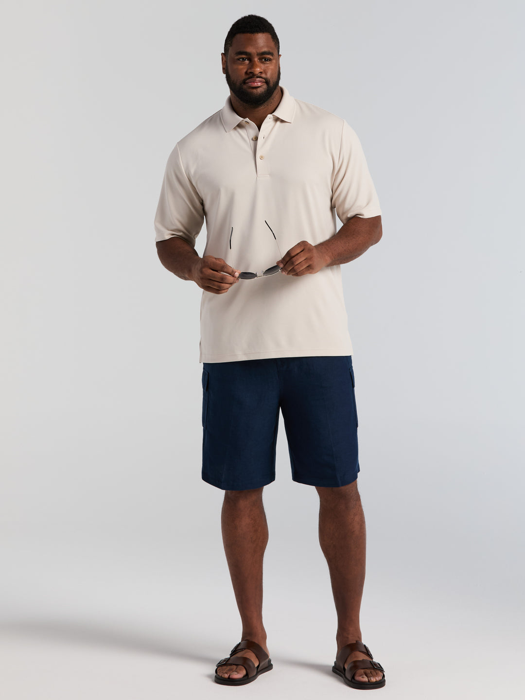 Big & Tall Ottoman Polo Shirt (Moonbeam) 