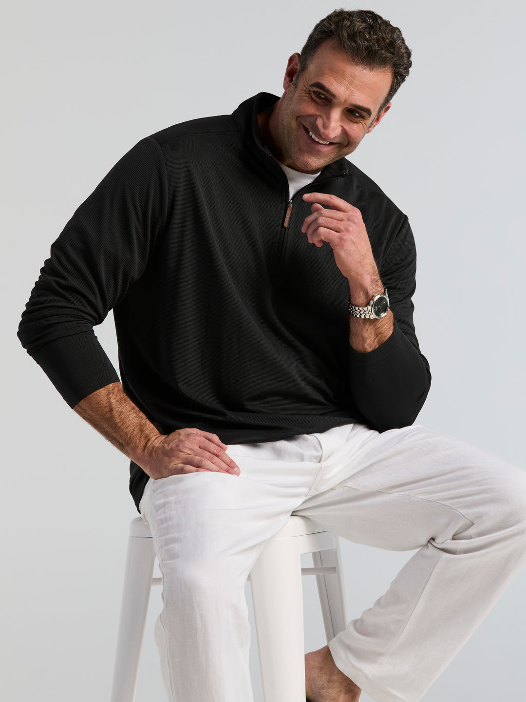 Big & Tall 1/4 Zip Long Sleeve Sweater (Jet Black) 