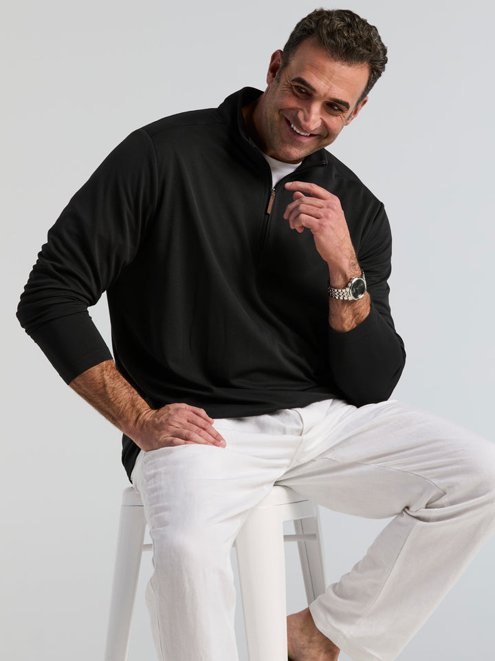 Big & Tall 1/4 Zip Long Sleeve Sweater (Jet Black) 