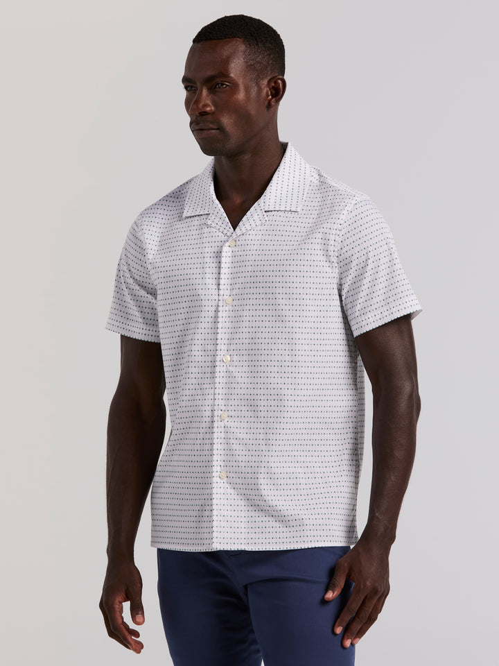 Hexagon Pop Print Camp Collar Shirt (Bright White) 
