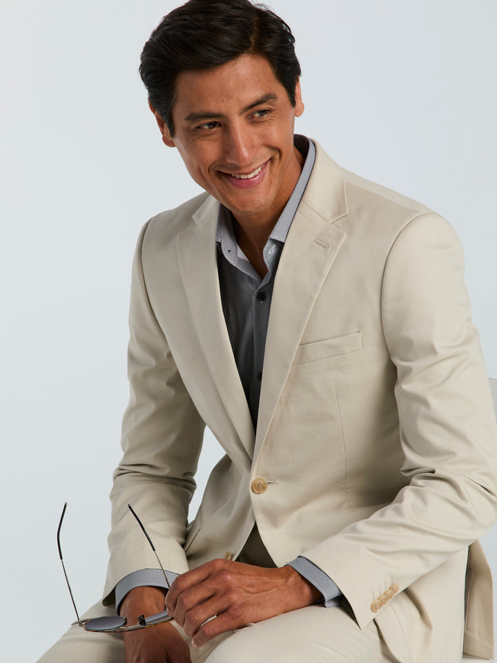 Skinny-Fit Solid Suit Jacket (Cream) 