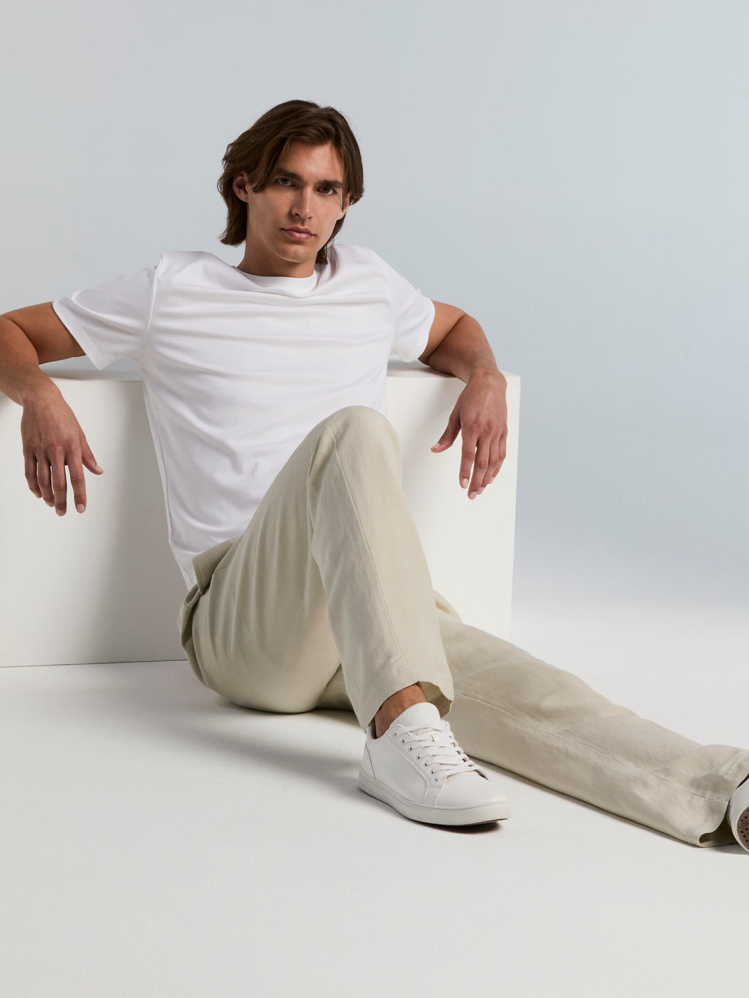 Straight Leg Pull-On Drawstring Pant (Natural Linen) 