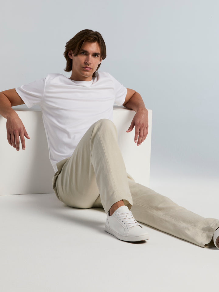 Straight Leg Pull-On Drawstring Pant (Natural Linen) 