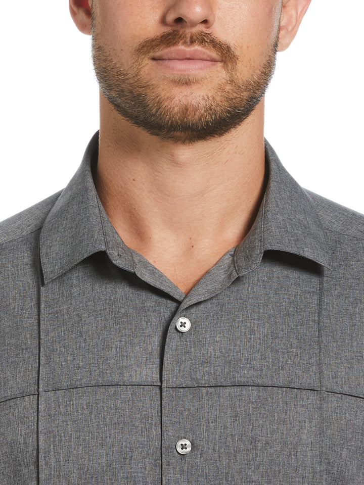 Two-Tone Cross Tuck Chambray Shirt (Jet Black) 