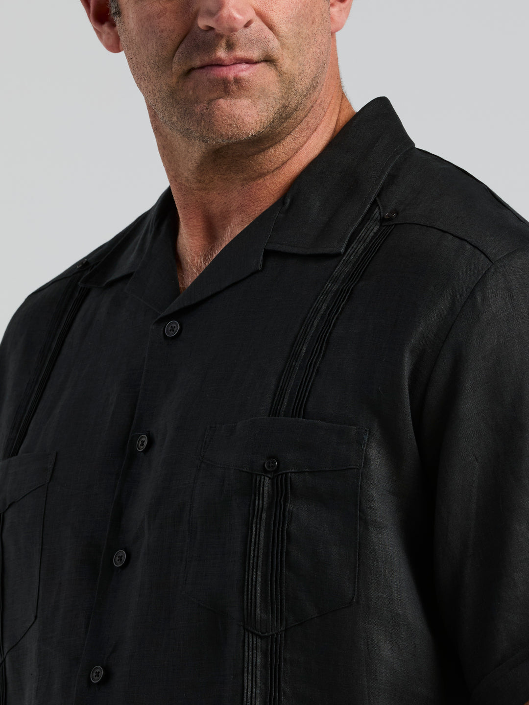 Linen Guayabera Shirt (Jet Black) 
