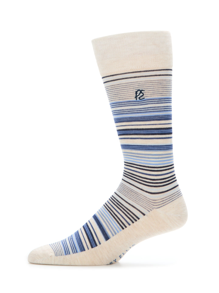 Men's Bamboo Viscose Variegated Stripe Socks (Cream Heather) 