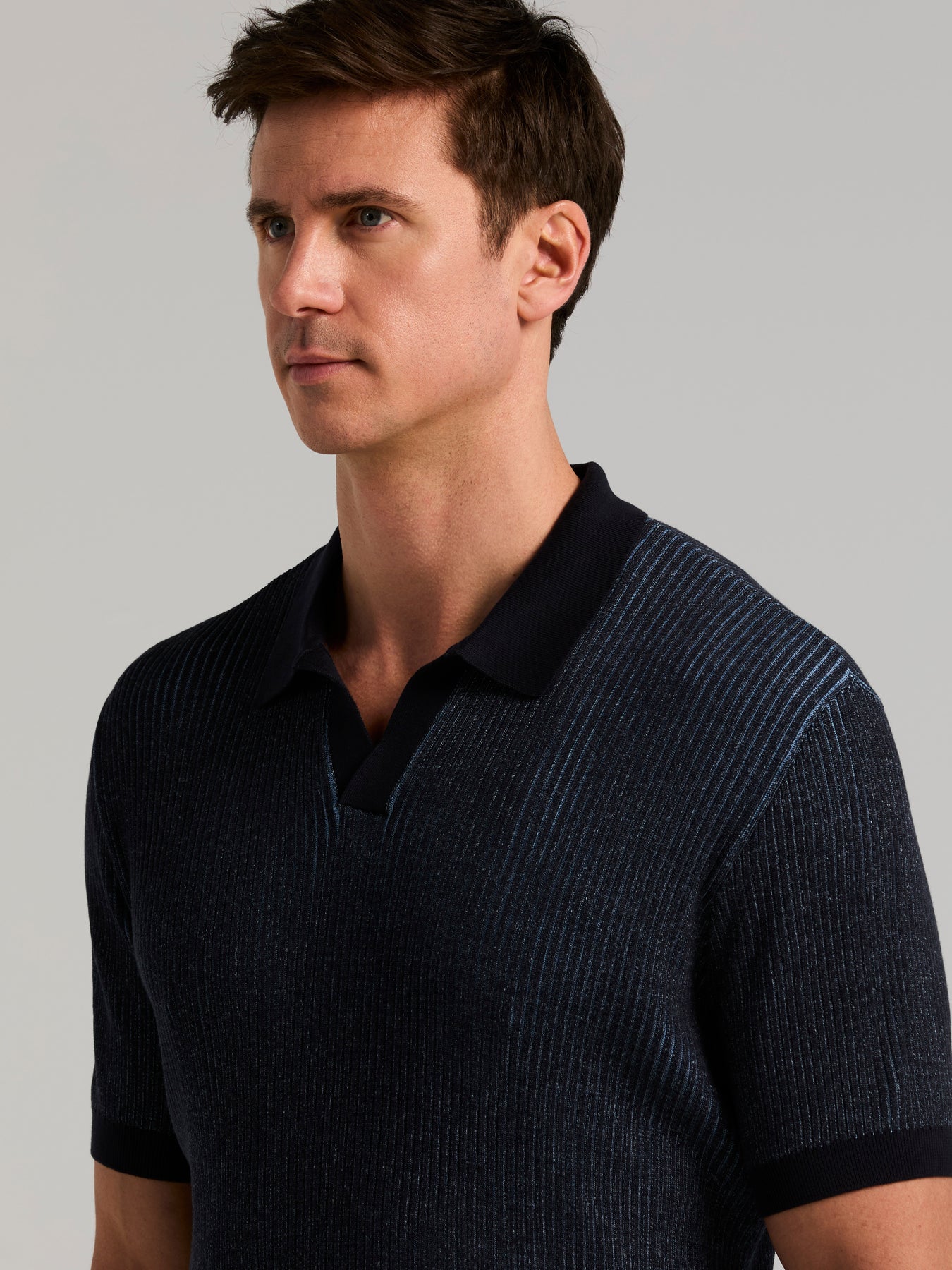 Cotton Modal Bi-Color Open Polo Sweater – Perry Ellis