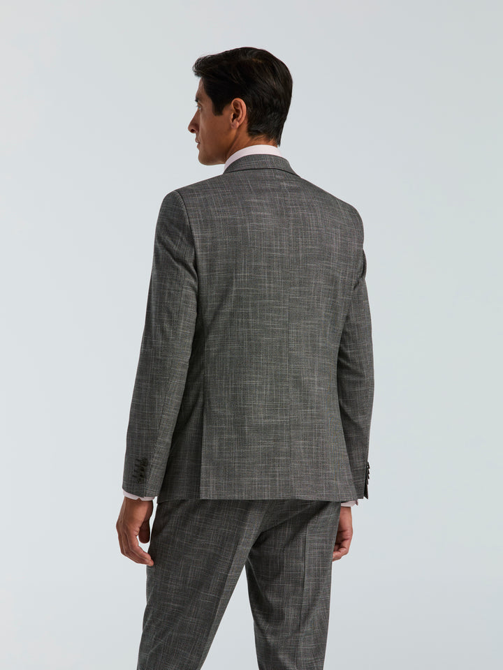 Skinny-Fit Houndstooth Suit Jacket (Black/White) 