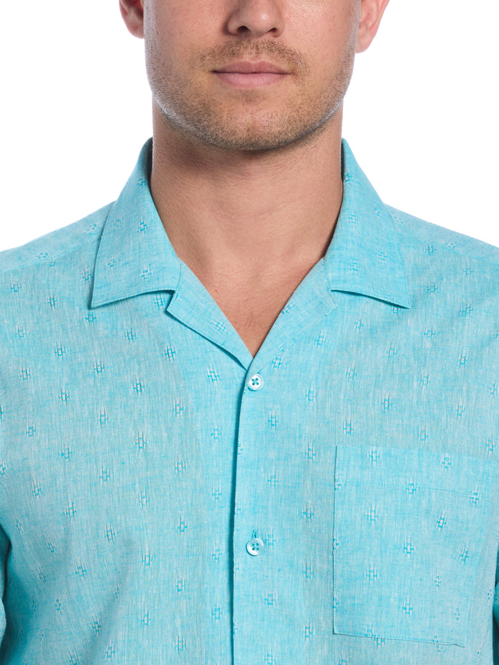 Linen Blend Diamond Dobby Print Shirt (Ceramic) 