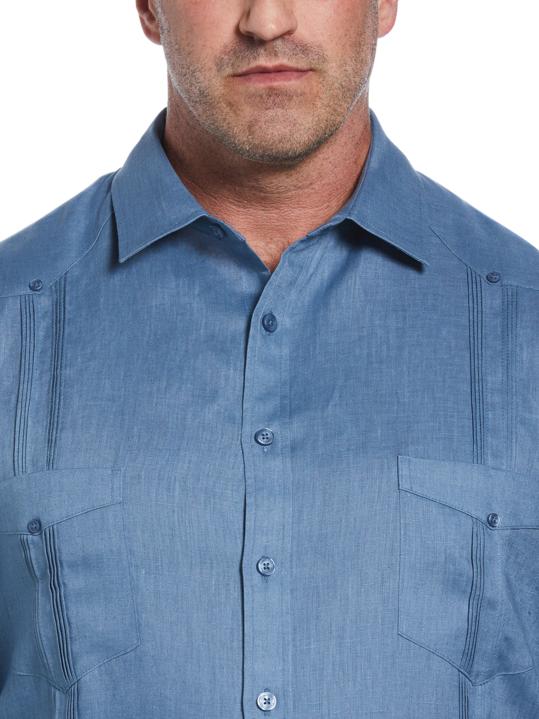 Big & Tall Linen Guayabera Shirt (Captains Blue) 
