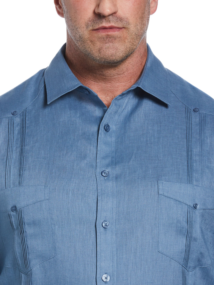Big & Tall Linen Guayabera Shirt (Captains Blue) 