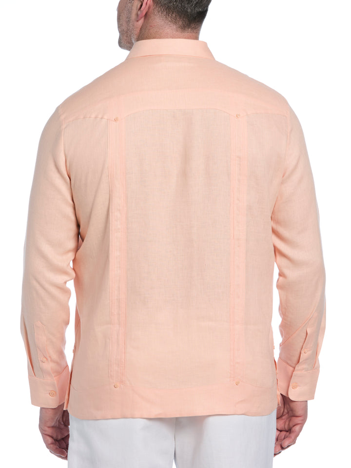 Big & Tall Linen Guayabera Shirt (Peach Parfait) 