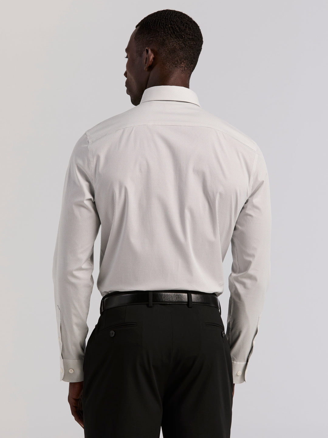 Slim Fit Dot Print Long Sleeve Shirt (Bright White) 