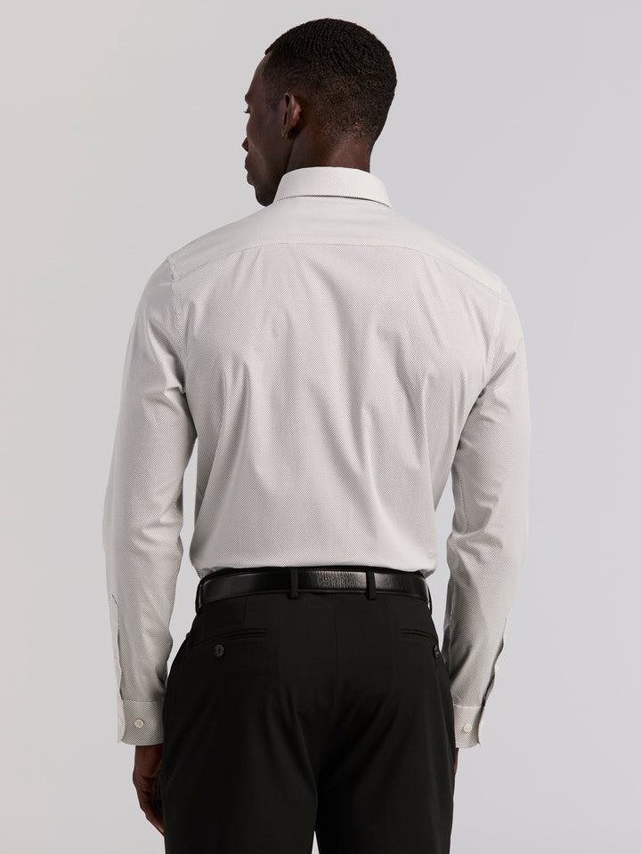 Slim Fit Dot Print Long Sleeve Shirt (Bright White) 