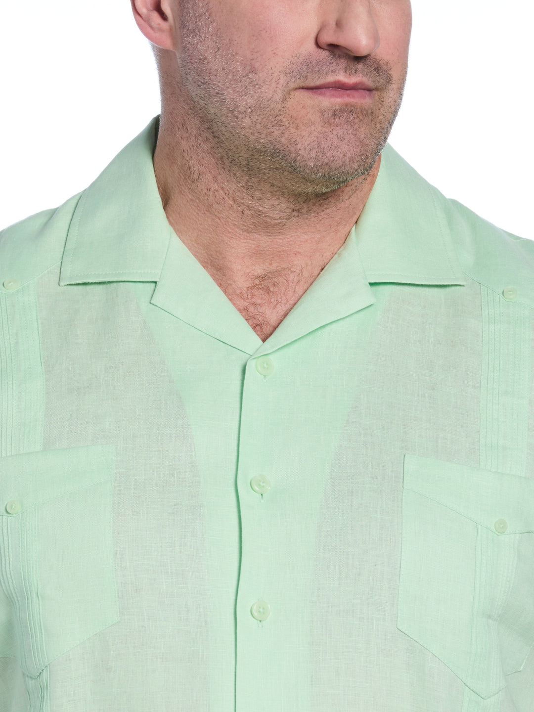 Linen Guayabera Shirt (Pastel Green) 