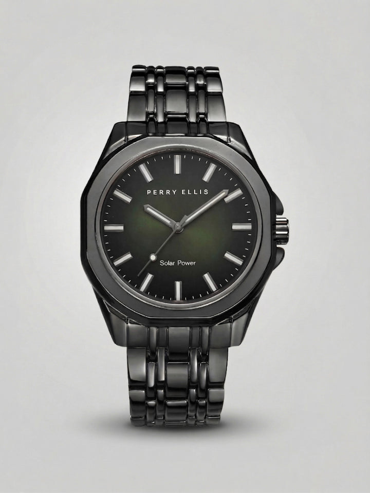 Solar Powered Stainless Steel Mesh Watch (Gunmetal) 