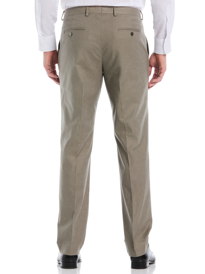 Linen Blend Flat Front Pant (Burnt Olive) 