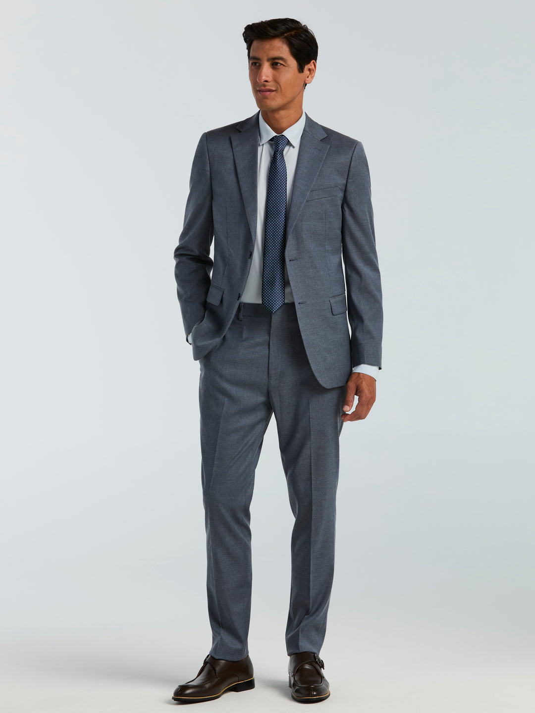 Skinny-Fit Textured Suit Jacket (Blue) 