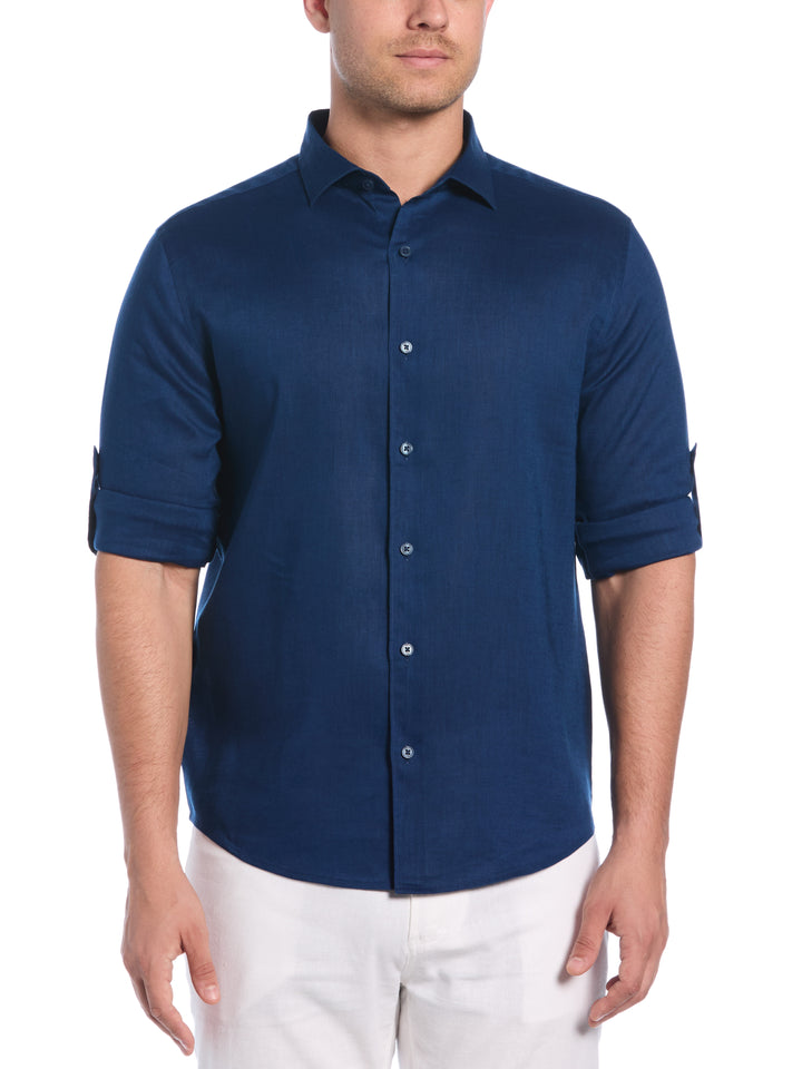 Linen Blend Wrinkle-Resistant Shirt (Estate Blue) 