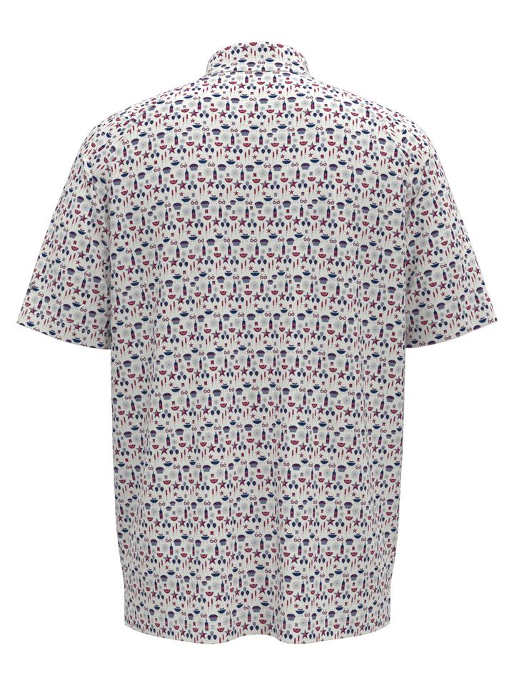 Boys Americana Print Polo (Bright White) 