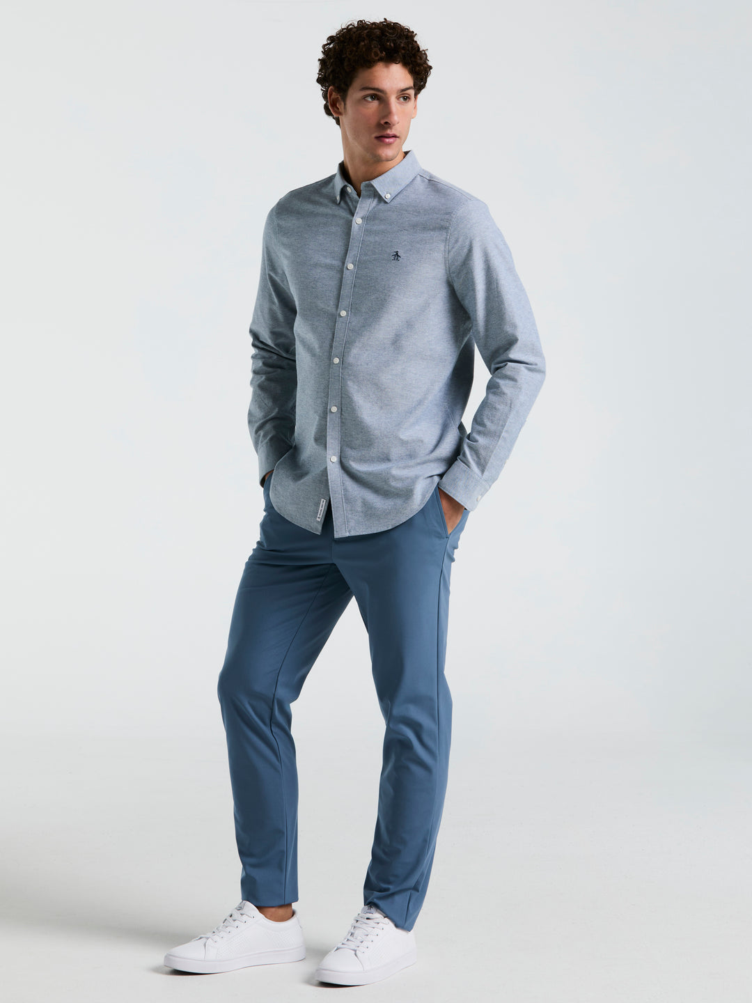 Oxford Long Sleeve Button-Down Shirt (Blue Wing Teal) 
