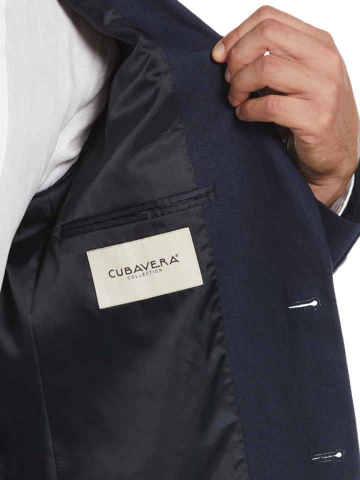 100% Linen Single-Breasted Suit Jacket (Navy) 