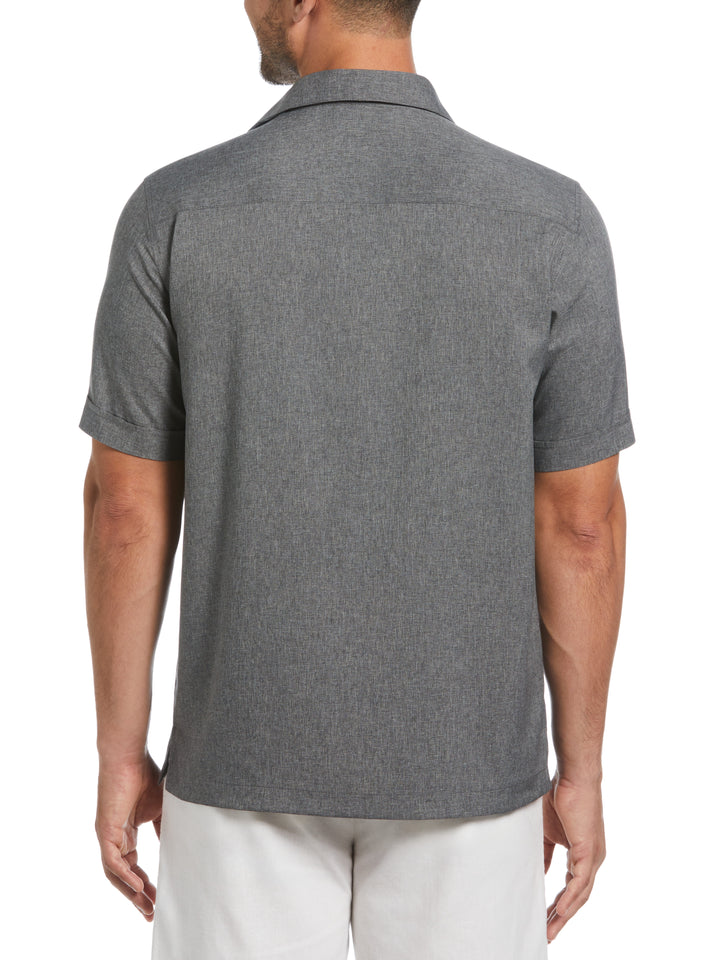 Two-Tone Cross Tuck Chambray Shirt (Jet Black) 