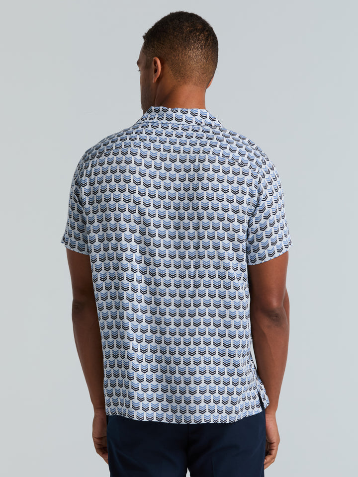 Dobby Print Camp Collar Shirt (Dutch Blue) 