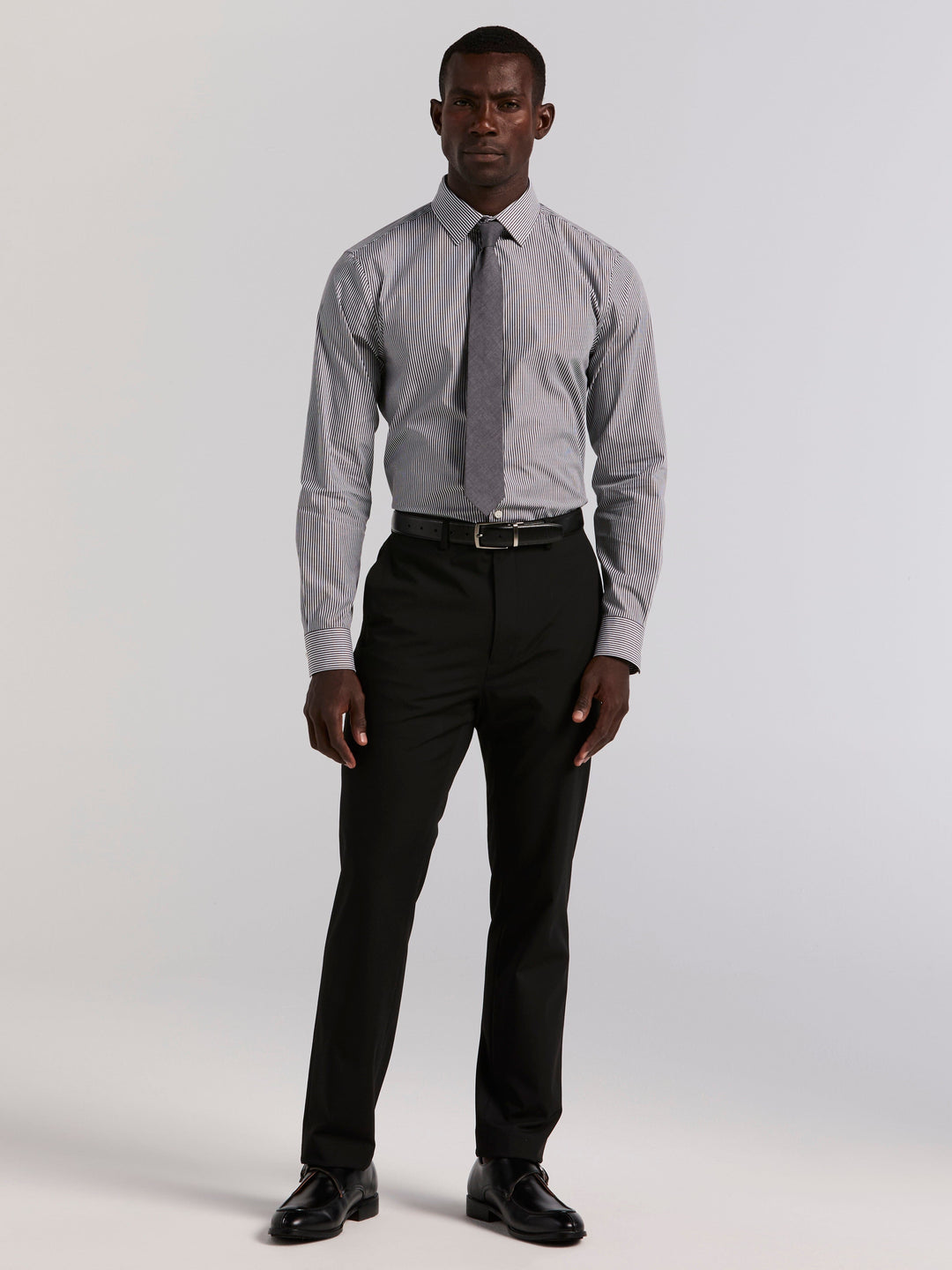 Cotton Slim Fit Bengal Stripe Shirt (Black) 