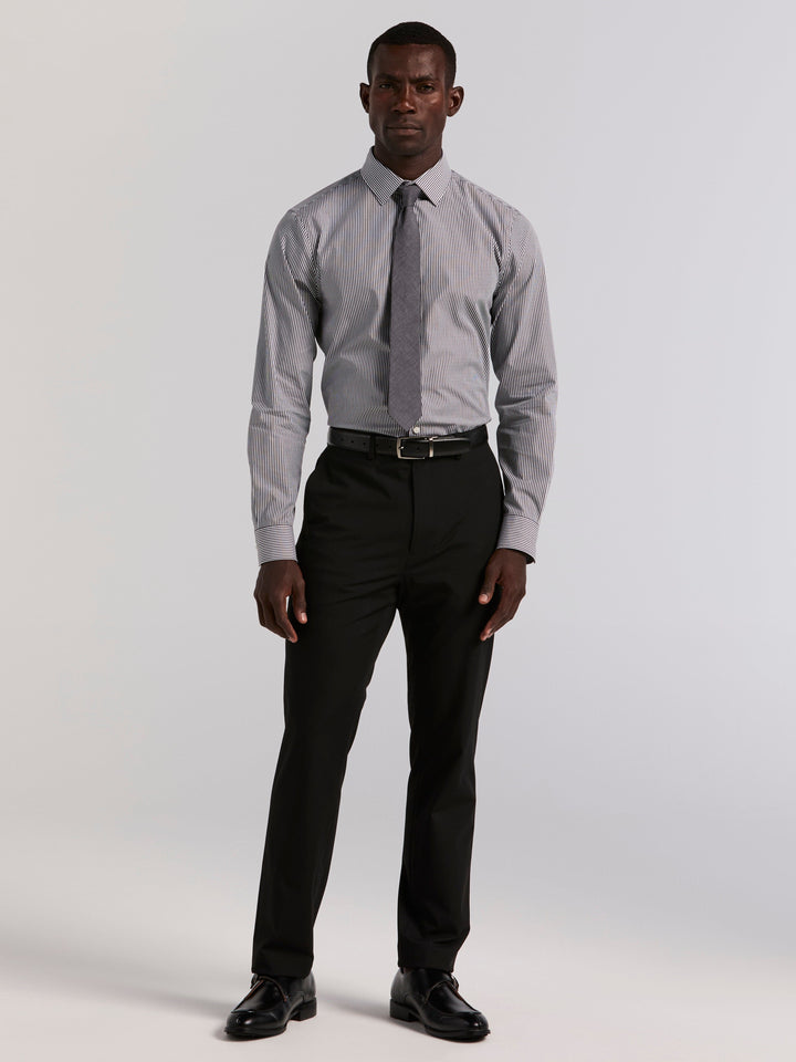 Cotton Slim Fit Bengal Stripe Shirt (Black) 