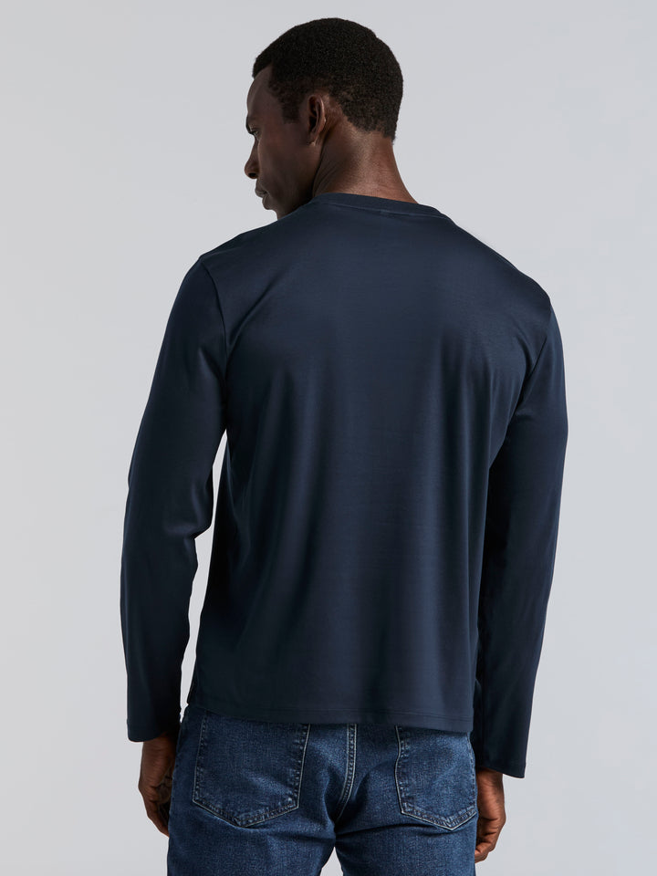 Interlock Crew Neck Long Sleeve Tee (Dark Sapphire) 