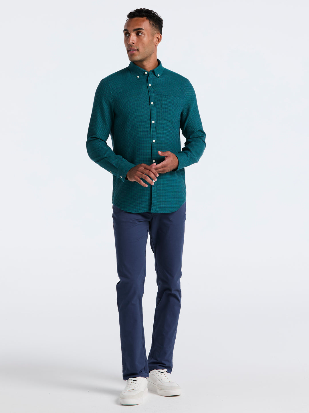 Cotton Waffle Solid Shirt (Reflecting Pond) 