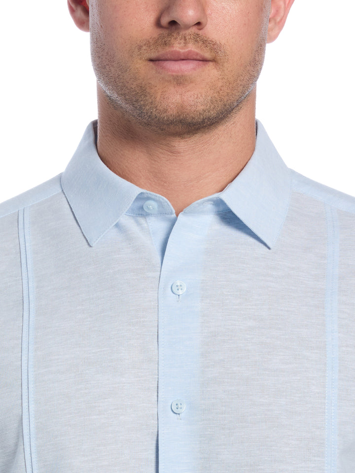 Linen Blend Tuck Panel Shirt (Dream Blue) 