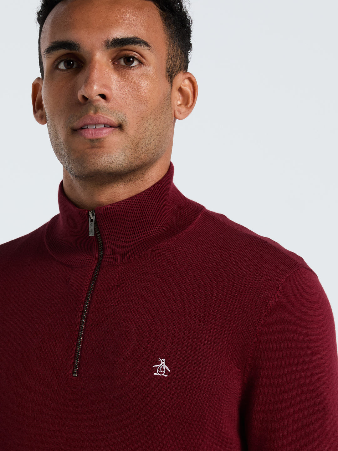 1/4 Zip Cotton Jersey Sweater (Cabernet) 