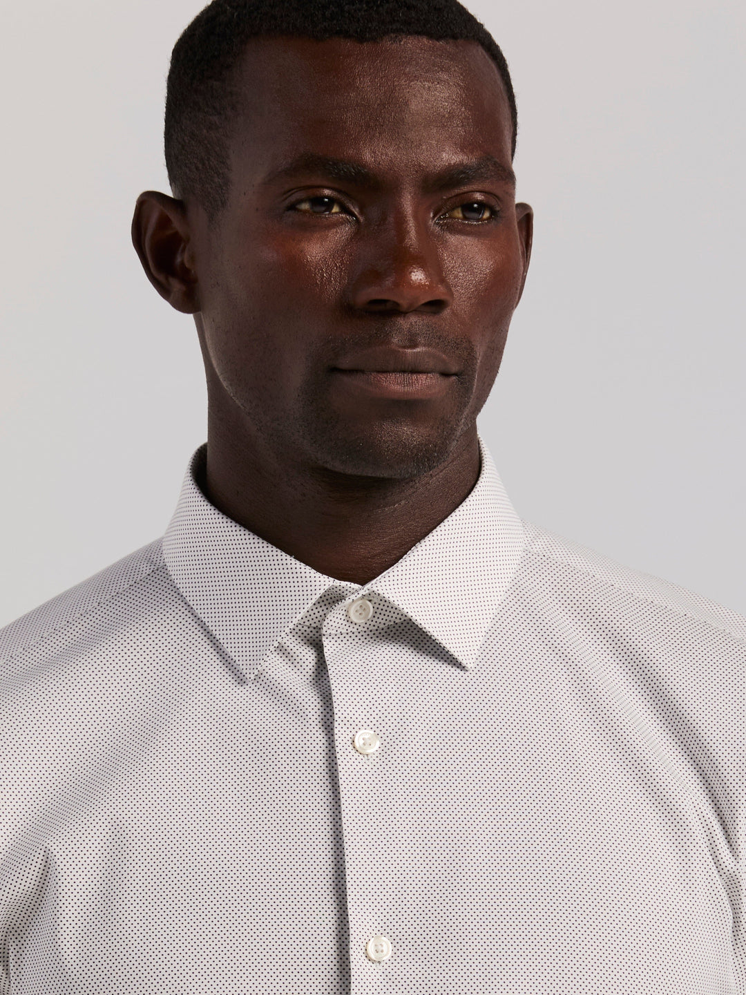 Slim Fit Dot Print Long Sleeve Shirt (Bright White) 