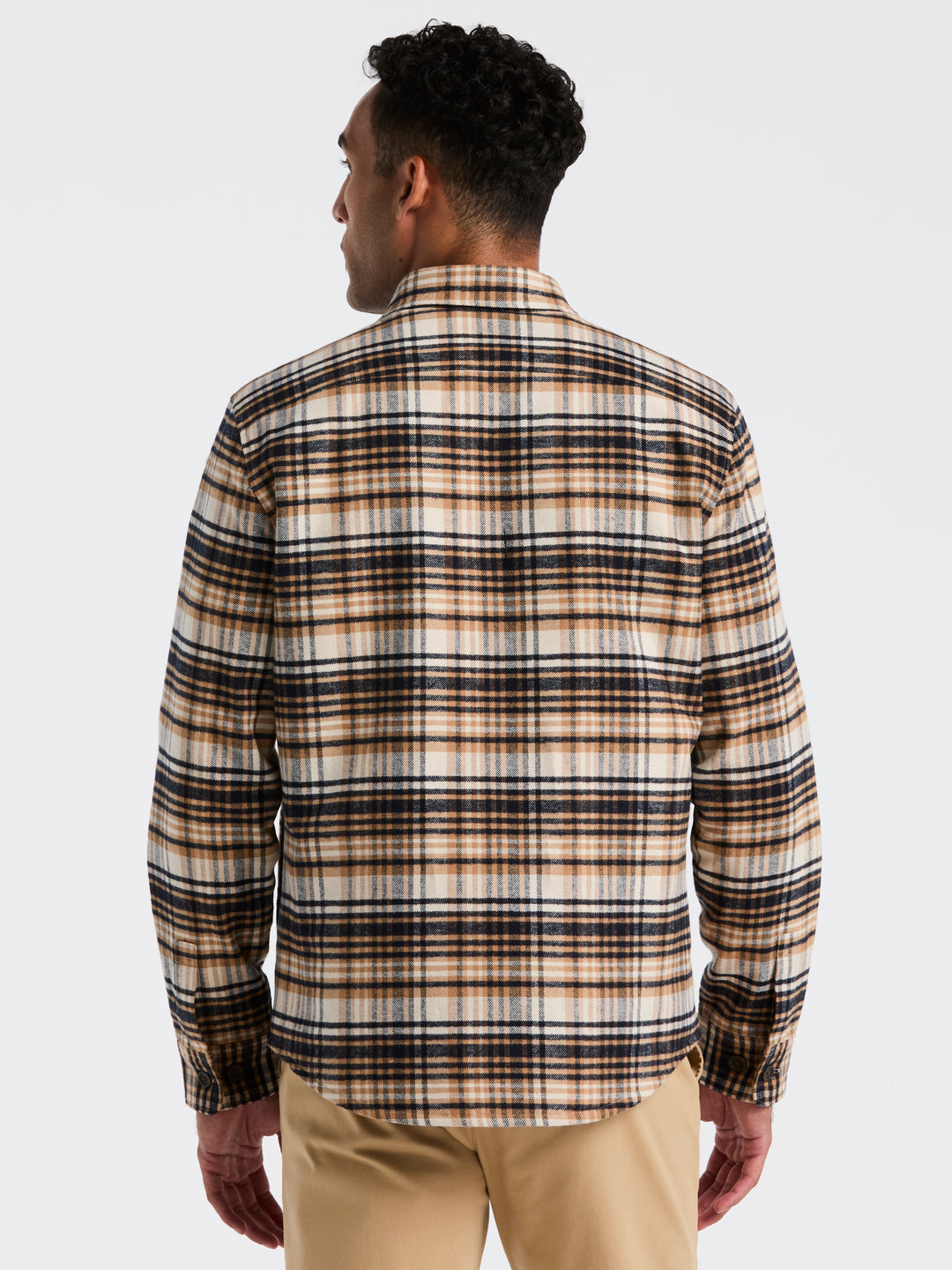 Cotton Plaid Flannel Shirt Jacket (Birch) 