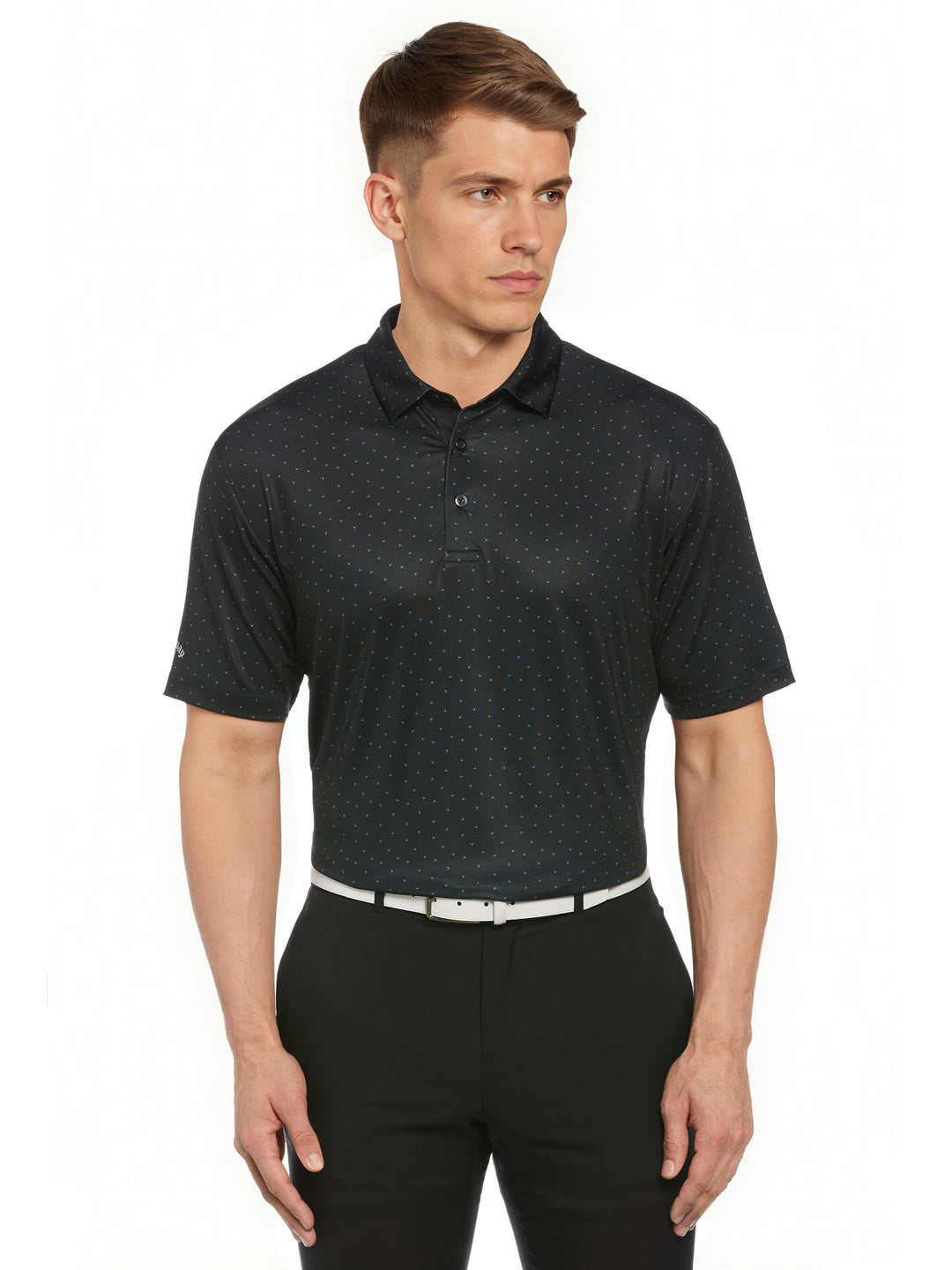 SS Micro Chev Print Polo (Caviar) 