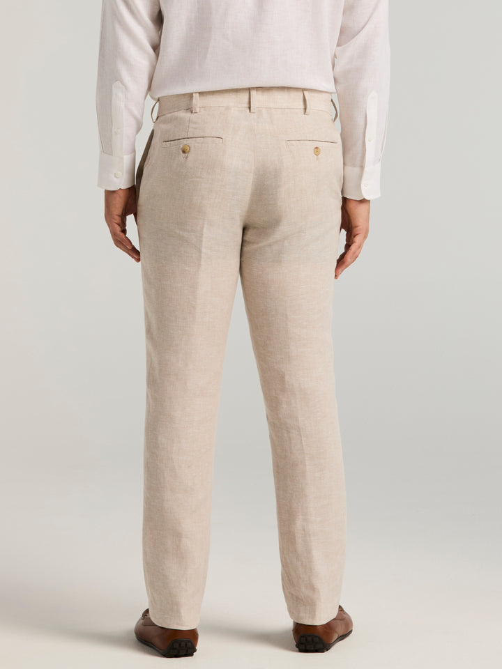 Delave Linen Flat Front Pant (Natural Linen) 