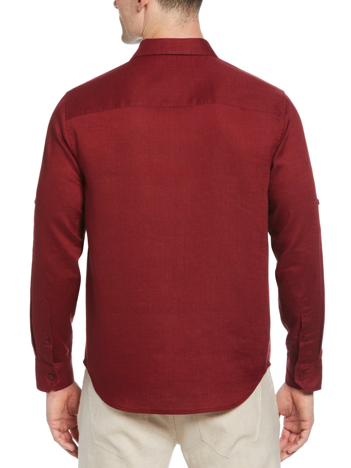 Linen Blend Wrinkle-Resistant Shirt (Cabernet) 