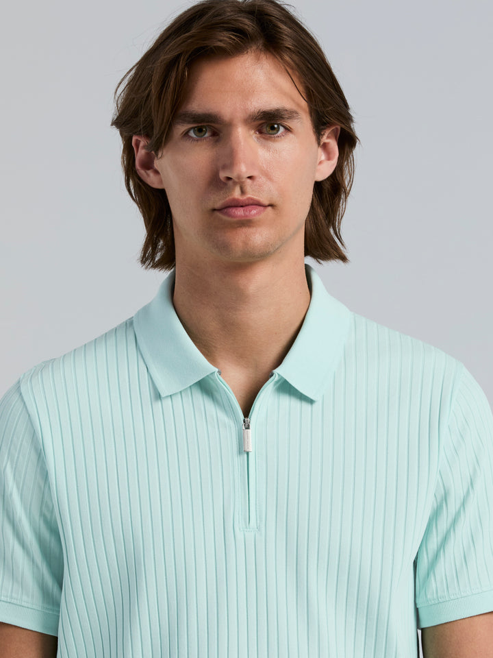 Quarter Zip Ribbed Polo (Skylight) 