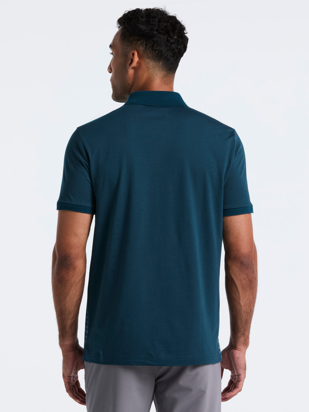 Diamond Jacquard Cotton Polo (Reflecting Pond) 