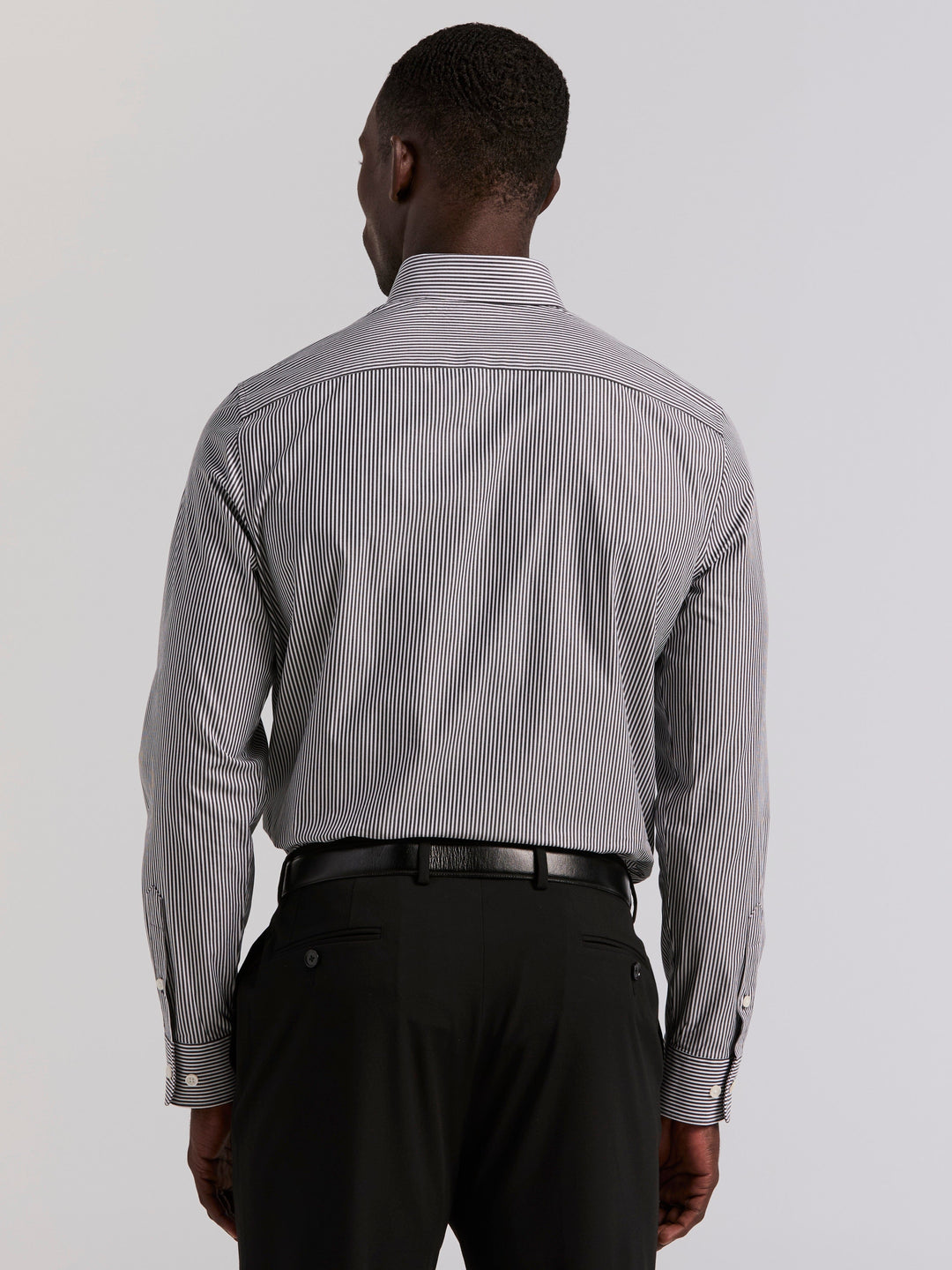 Cotton Slim Fit Bengal Stripe Shirt (Black) 