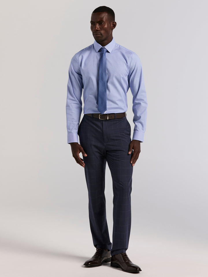 Houndstooth Dobby Long Sleeve Dress Shirt (Galaxy Blue) 